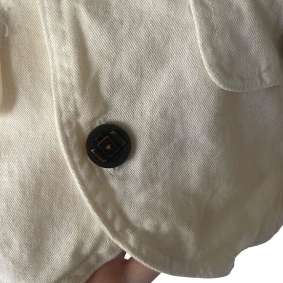 Chico's Cargo Vintage Size 1 Medium White Cotton Boho Tropical‎ Outdoor Vest - Picture 6 of 9